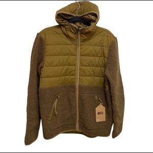 NEW REI COOP Wallace Lake Sherpa Hoodie waterbuck Brown Jacket Size Small